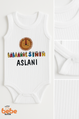 Babaannesinin Aslanı Yazılı %100 Pamuklu Ribana Çıtçıtlı Zıbın Body 6-36 Ay Unisex Bebek Tulum 36 AY