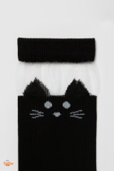 Kız Çocuk Diz Altı Çorap – Sevimli Kedi Desenli – Okul, Günlük ve Özel Gün Çorabı 9 YAŞ