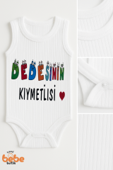 Dedesinin Kıymetlisi Yazılı %100 Pamuklu Ribana Çıtçıtlı Zıbın Body 6-36 Ay Unisex Bebek Tulum 36 AY