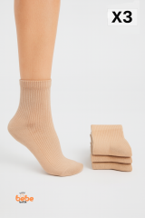 Kadın Çorap 3’lü Paket Kısa Soket Pamuklu Ribana Günlük Rahat Çorap Patik Çorap