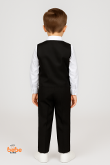 Erkek Çocuk Smokin Takım Elbise Yelekli, Papyonlu, Zincir Detaylı 3’lü Set Gömlek, Pantolon,Yelek 4 YAŞ