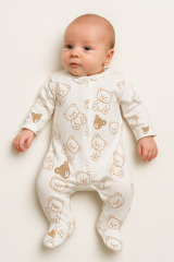 2'li Bebek Tulum Zıbın Takımı | Pamuklu Uzun Kollu Ayaklı Tulum | Unisex Yenidoğan Set