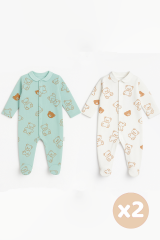 2'li Bebek Tulum Zıbın Takımı | Pamuklu Uzun Kollu Ayaklı Tulum | Unisex Yenidoğan Set