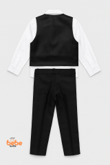 Çocuk Smokin Yelekli Takım Elbise Papyonlu 4’lü Set (Gömlek,Pantolon,Yelek) Düğün,Sünnet,Bayramlık 2 Yaş