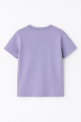 Sevimli Mavi Uzaylı Baskılı Kız Çocuk Tişörtü | Eğlenceli Karakter Desenli Pamuklu Yazlık T-Shirt Lila 7-8 Yaş