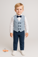 Erkek Çocuk Damatlık Takım 4’lü Set –Papyonlu Yelek, Gömlek ve Pantolon –Düğün ve Özel Gün 3 YAŞ