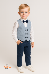 Erkek Çocuk Damatlık Takım 4’lü Set –Papyonlu Yelek, Gömlek ve Pantolon –Düğün ve Özel Gün 3 YAŞ