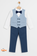 Erkek Çocuk Damatlık Takım 4’lü Set –Papyonlu Yelek, Gömlek ve Pantolon –Düğün ve Özel Gün 3 YAŞ