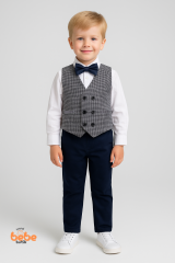 Erkek Çocuk Damatlık Takım 4’lü Set –Papyonlu Yelek, Gömlek ve Pantolon –Düğün ve Özel Gün Kıyafeti