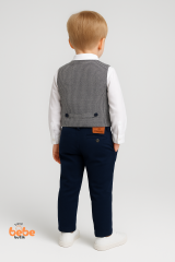 Erkek Çocuk Damatlık Takım 4’lü Set –Papyonlu Yelek, Gömlek ve Pantolon –Düğün ve Özel Gün Kıyafeti