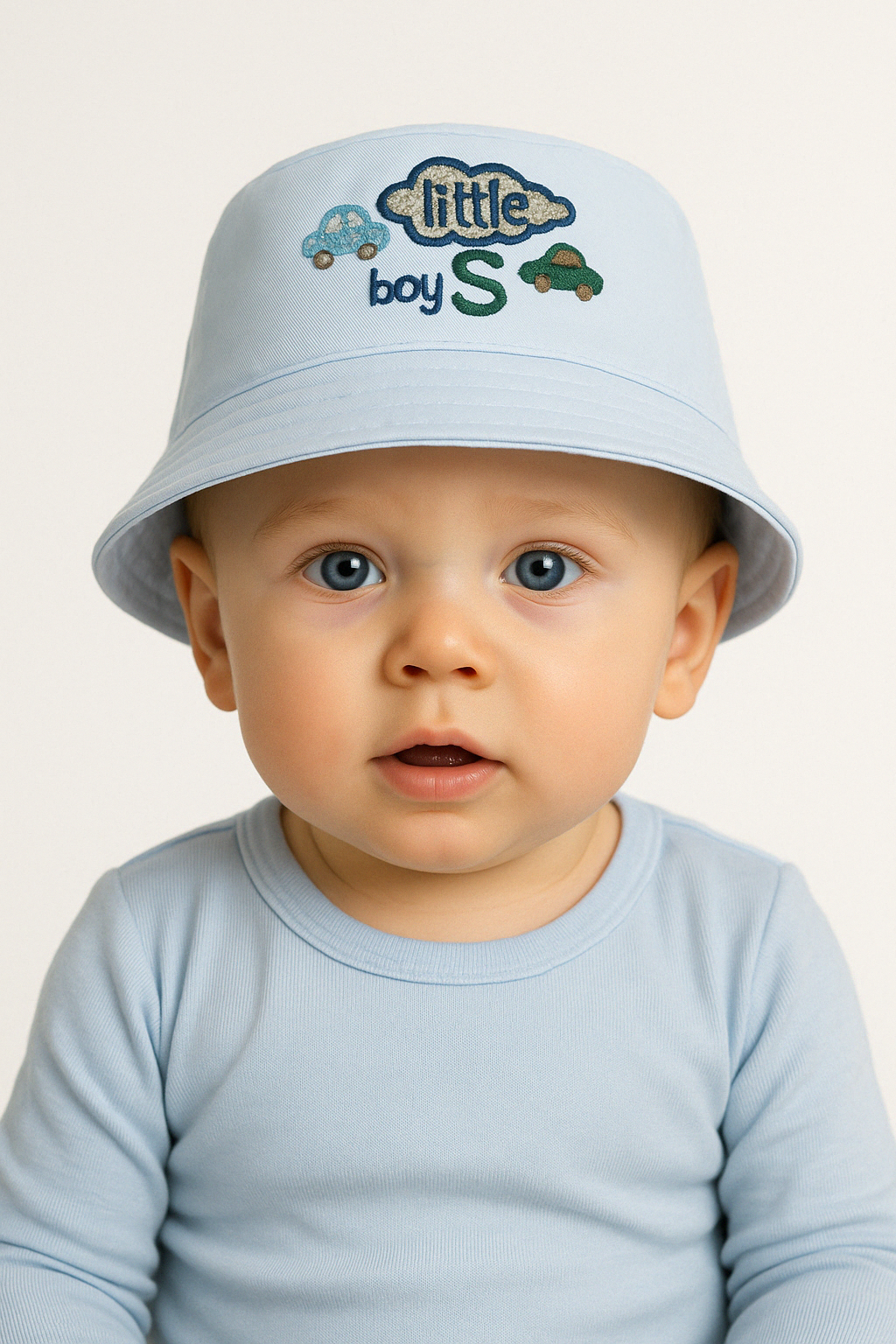 Bebek Erkek Bucket Şapka | Yazlık Güneş Koruyucu Pamuklu Şapka | 2-4 Yaş | Araba Nakışlı Keten MAVİ - 2-4 Yaş