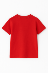 Sevimli Mavi Uzaylı Baskılı Kız Çocuk Tişörtü | Eğlenceli Karakter Desenli Pamuklu Yazlık T-Shirt Kırmızı 5-6 Yaş
