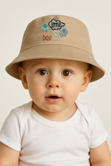Bebek Erkek Bucket Şapka | Yazlık Güneş Koruyucu Pamuklu Şapka | 2-4 Yaş | Araba Nakışlı Keten BEJ - 2-4 Yaş