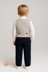 Erkek Çocuk Damatlık Takım 4’lü Set –Papyonlu Yelek, Gömlek ve Pantolon –Düğün ve Özel Gün 1 Yaş