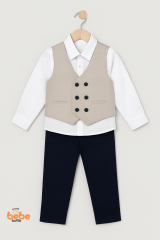 Erkek Çocuk Damatlık Takım 4’lü Set –Papyonlu Yelek, Gömlek ve Pantolon –Düğün ve Özel Gün 1 Yaş