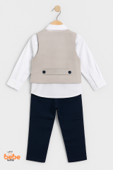 Erkek Çocuk Damatlık Takım 4’lü Set –Papyonlu Yelek, Gömlek ve Pantolon –Düğün ve Özel Gün 1 Yaş