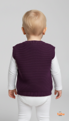 Kız Çocuk Örgü Triko Yelek – Renkli Ponponlu Düğmeli Süveter Günlük Şık Örgü Yelek