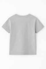 Sevimli Mavi Uzaylı Baskılı Kız Çocuk Tişörtü | Eğlenceli Karakter Desenli Pamuklu Yazlık T-Shirt Gri 5-6 Yaş