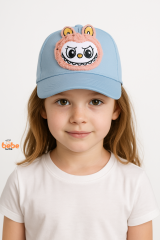 Labubu Karakterli Çocuk Şapka – Sevimli Nakışlı Yazlık Kep 6-12 Yaş Kız Çocuk Şapka Modeli Mavi