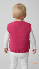 Kız Çocuk Örgü Triko Yelek – Renkli Ponponlu Düğmeli Süveter Günlük Şık Örgü Yelek