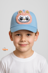 Labubu Karakterli Çocuk Şapka – Sevimli Nakışlı Yazlık Kep 6-12 Yaş Erkek Çocuk Şapka Modeli Mavi
