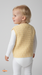 Kız Çocuk Örgü Triko Yelek – Simli Düğmeli Kare Desenli Süveter Rahat Şık Günlük Örgü Yelek