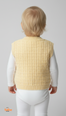 Kız Çocuk Örgü Triko Yelek – Simli Düğmeli Kare Desenli Süveter Rahat Şık Günlük Örgü Yelek