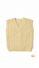Kız Çocuk Örgü Triko Yelek – Simli Düğmeli Kare Desenli Süveter Rahat Şık Günlük Örgü Yelek