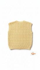 Kız Çocuk Örgü Triko Yelek – Simli Düğmeli Kare Desenli Süveter Rahat Şık Günlük Örgü Yelek