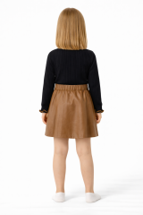 Kız Çocuk Günlük & Özel Gün Takımı – Trend Deri Etekli Model 2-5 Yaş 2 Yaş