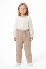 Kız Çocuk Ekru Bluzlu Pantolon Takım – Şık Kombin 4-5 Yaş
