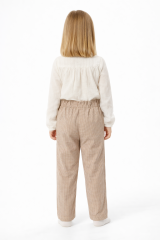 Kız Çocuk Ekru Bluzlu Pantolon Takım – Şık Kombin 4-5 Yaş