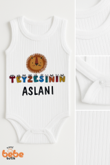 Teyzesinin Aslanı Yazılı Tasarımlı Çıtçıtlı Ribana Bebek Zıbın Body | %100 Pamuk | 6-12-18-24-36 Ay 36 AY
