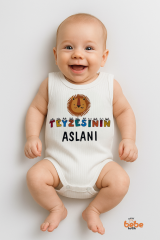 Teyzesinin Aslanı Yazılı Tasarımlı Çıtçıtlı Ribana Bebek Zıbın Body | %100 Pamuk | 6-12-18-24-36 Ay 36 AY
