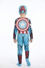 Çocuk Süper Kahraman Kostümü – Kaptan Amerika Maskeli Takım 4-5 Yaş