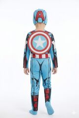 Çocuk Süper Kahraman Kostümü – Kaptan Amerika Maskeli Takım Kaslı Model 3-4 Yaş