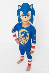 Sonic Kostümü 3-8 Yaş Çocuk – Tam Set Maskeli Kahraman Kombin