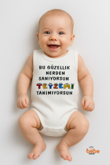 Bu Güzellik Teyzemden Yazılı Çıtçıtlı Ribana Bebek Zıbını | %100 Pamuk Body Tulum | 6-12-18-24-36 Ay 36 AY