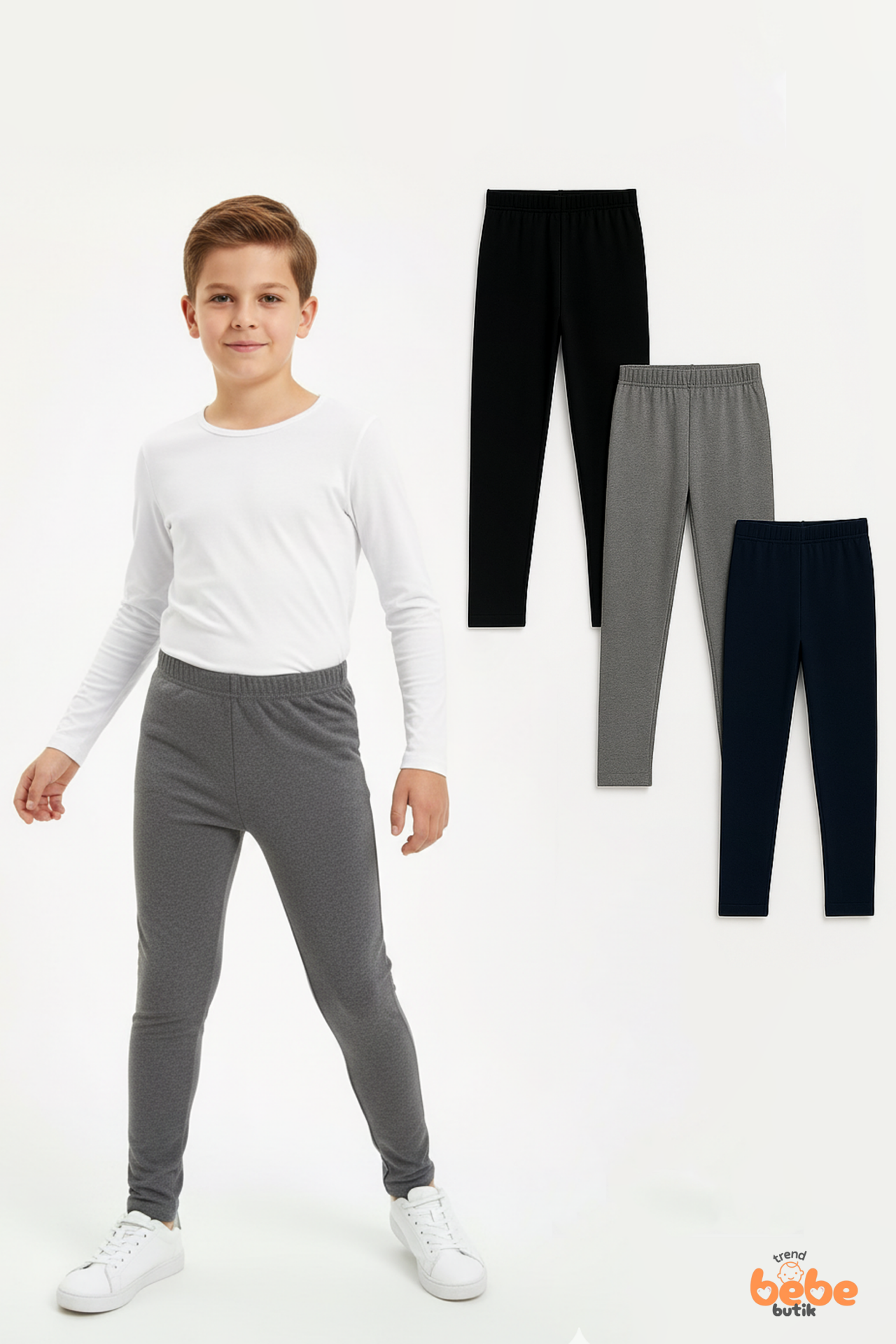 Erkek Çocuk 3’lü İçi Şardonlu Esnek İçlik Tayt ,Günlük Spor Rahat Okul Giyim 3'lü Renk Kombini Tayt 15 YAŞ