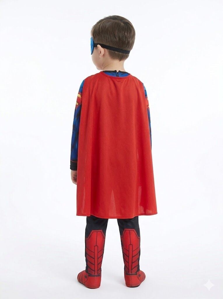 Superman Kostümü 3-8 Yaş Çocuk – Tam Set Maskeli Kahraman Kombin 4-5 Yaş