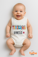 Teyzesinin Kıymetlisi Yazılı Renkli Baskılı Çıtçıtlı Ribana Bebek Zıbını Pamuk Body Tulum 6-36 Ay 36 AY