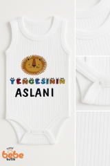 Yengesinin Aslanı Baskılı Çıtçıtlı Ribana Bebek Zıbını | %100 Pamuk Body Tulum | 6-12-18-24-36 Ay 36 AY