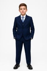 Lacivert Erkek Çocuk Takım Elbise 5 Parça 2-13 Yaş Damatlık, Nikah, Mezuniyet ve Özel Gün Takımı 11-12 Yaş