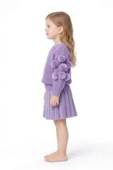 Mor Ponpon Detaylı Kız Bebek Triko Etek Takım 06-24 Ay 06-12 Ay