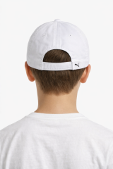 Erkek Çocuk Şapkası Basketbol Sembollü Cırt Cırtlı Erkek Çocuk Şapka Beyaz