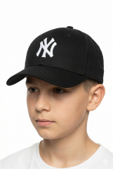 Erkek Çocuk Şapkası NY Sembollü Cırt Cırtlı Erkek Çocuk Şapka Siyah