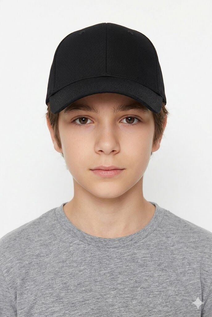 Erkek Çocuk Klasik Model Cırt Cırtlı Çocuk Şapkası Günlük Şapka Siyah