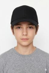 Erkek Çocuk Klasik Model Cırt Cırtlı Çocuk Şapkası Günlük Şapka Siyah