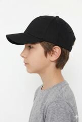 Erkek Çocuk Klasik Model Cırt Cırtlı Çocuk Şapkası Günlük Şapka Siyah