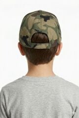 Erkek Çocuk Klasik Model Cırt Cırtlı Çocuk Şapkası Günlük Şapka Asker Yeşili